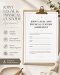 Joint legal and physical custody agreement editable template